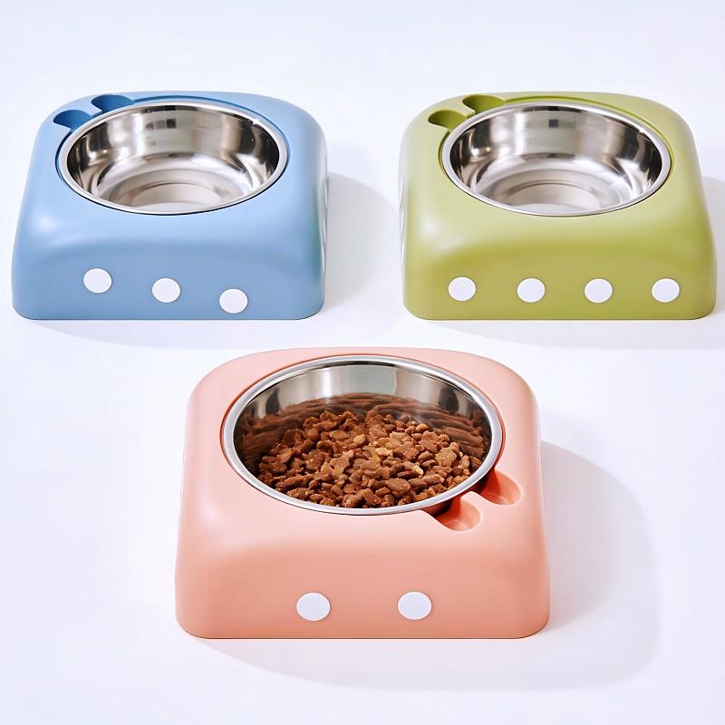 Dog Food Bowl Single Bowl Dogs Feeders Stainless Steel Cat Bowls Drinking Bowls for Dogs Feeding Removable Basin Pet Products