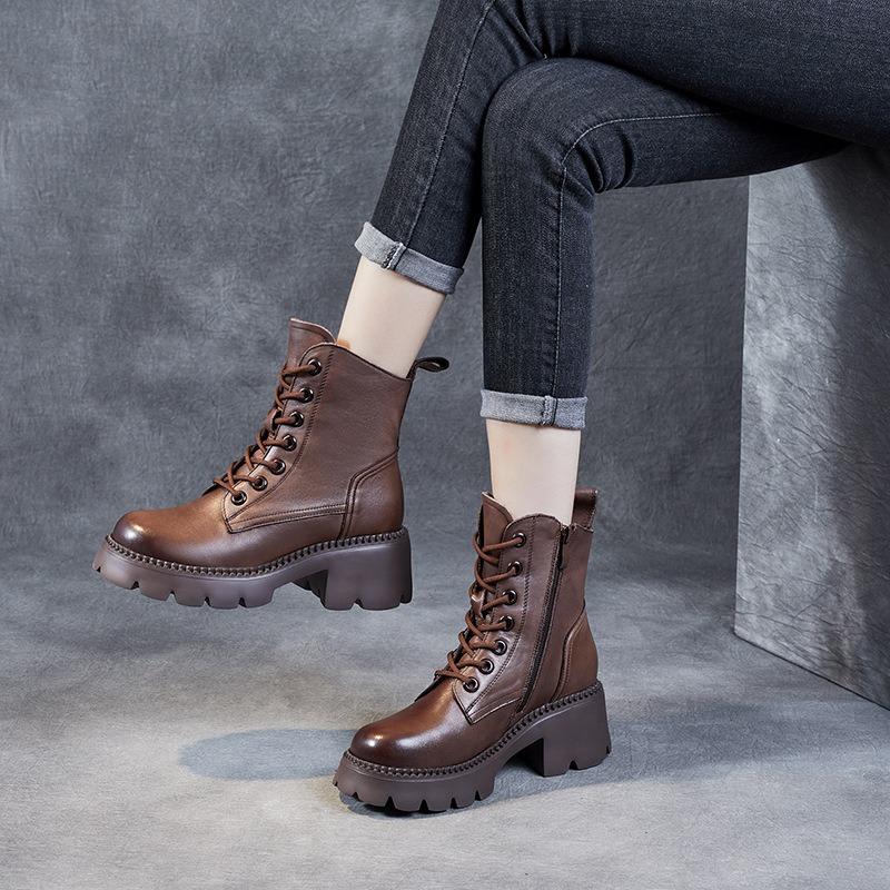 Leather Thick Sole Martin Boots Vintage