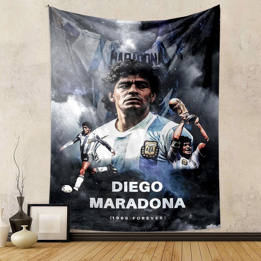 "Diego Maradona Tribute Artwork" Patterned tapestry home decor, suitable for bedroom and living room, gift