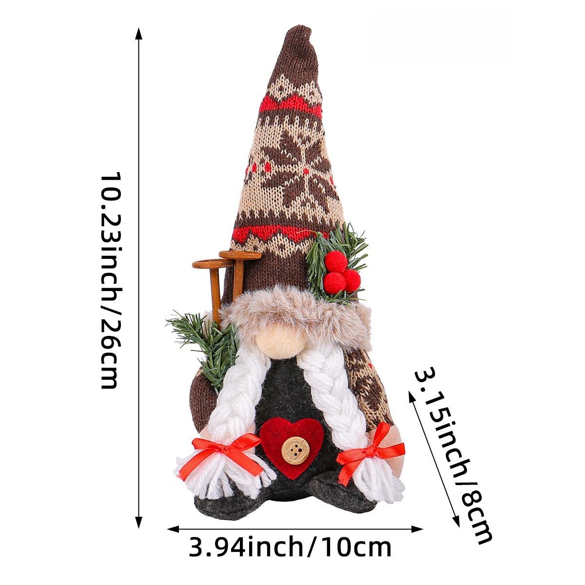 

1Pcs Christmas Knitted Snowflake Pointed Hat Doll Ornament Creative Crutch Rudolph Faceless Family Atmosphere