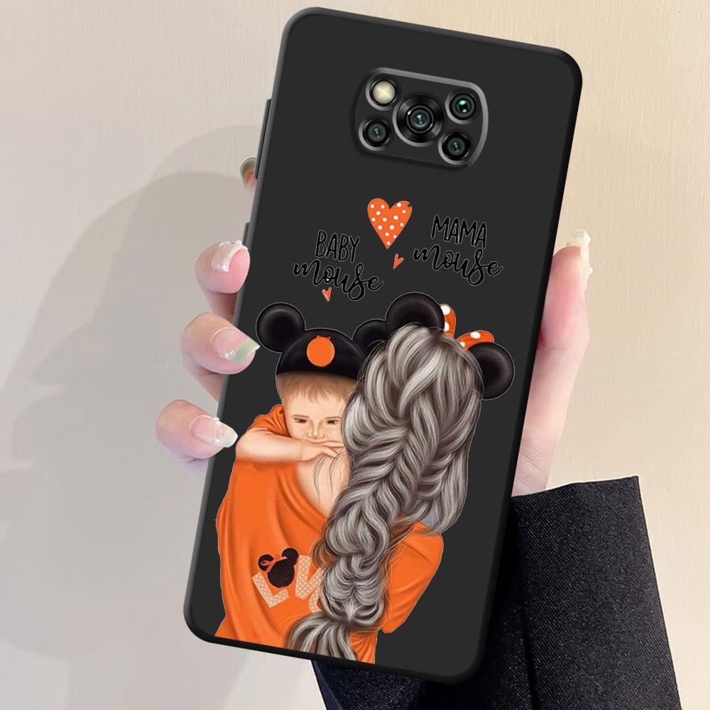 Black Brown Hair Girl Phone Case for Xiaomi Poco X4 F4 C40 M4 5G F3 GT M3 X3 NFC X3 Pro F1 X4 Pro X3 GT X4 GT Silicone Cover