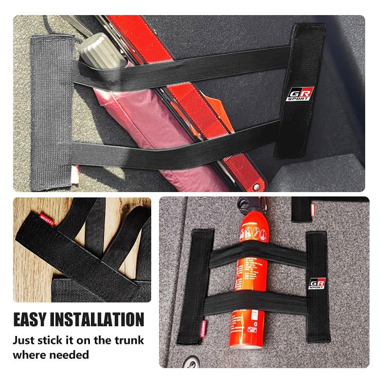 cnkym4 Car Interior Organizer Back Rear Trunk Storage Mesh Fixed Straps For Toyota GR Sport Yaris Chr Auris Rav4 Prius Prado Avensis