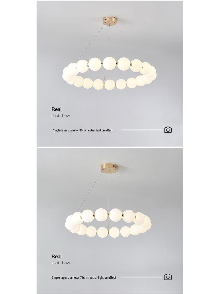 Nordic Modern Minimalist LED Chandelier - Pearl Necklace Design for Living Room, Bedroom, and Restaurant.