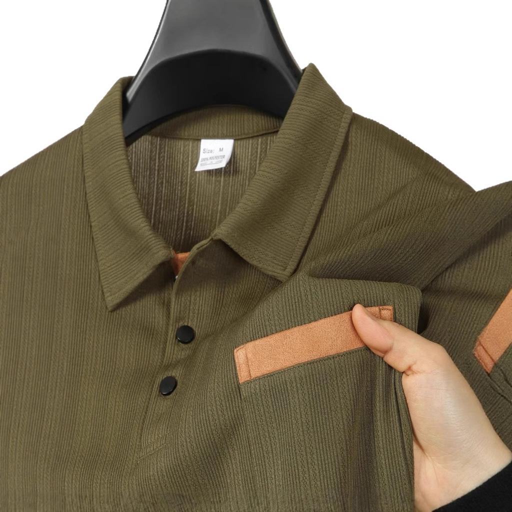 New Men's Polo Shirt: Long-Sleeved Collared Business Casual Fashion Sportswear
