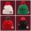 Bow Christmas Plush Cap Soft Thickened Brimless Cap Versatile Red Knitted Woolen Hat  Girls