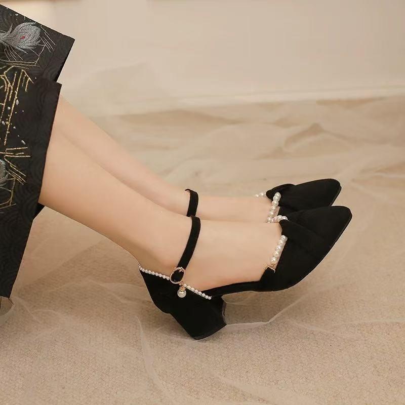 Summer Chinese Style Flat Shoes With Pu Upper And Artificial Pearl Decor For Women