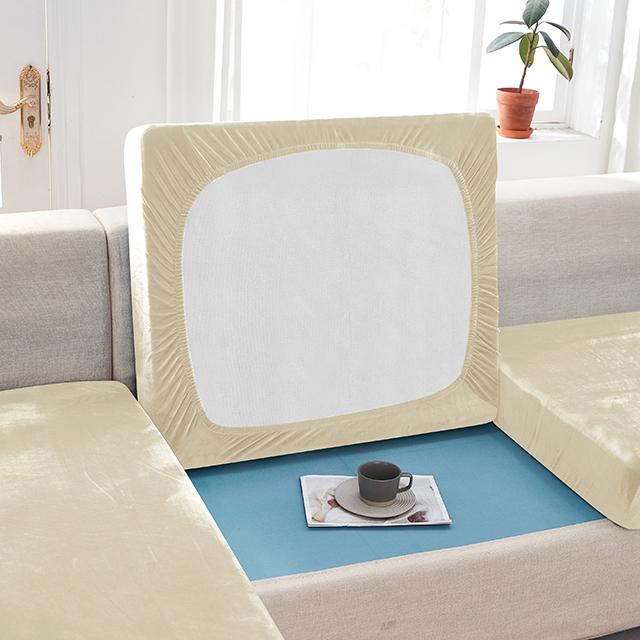 Velvet Pillow Sofa Cushion Cover For Living Room Pets Kids Solid Color Elastic Couch Seat Slipcover Funiture Protector