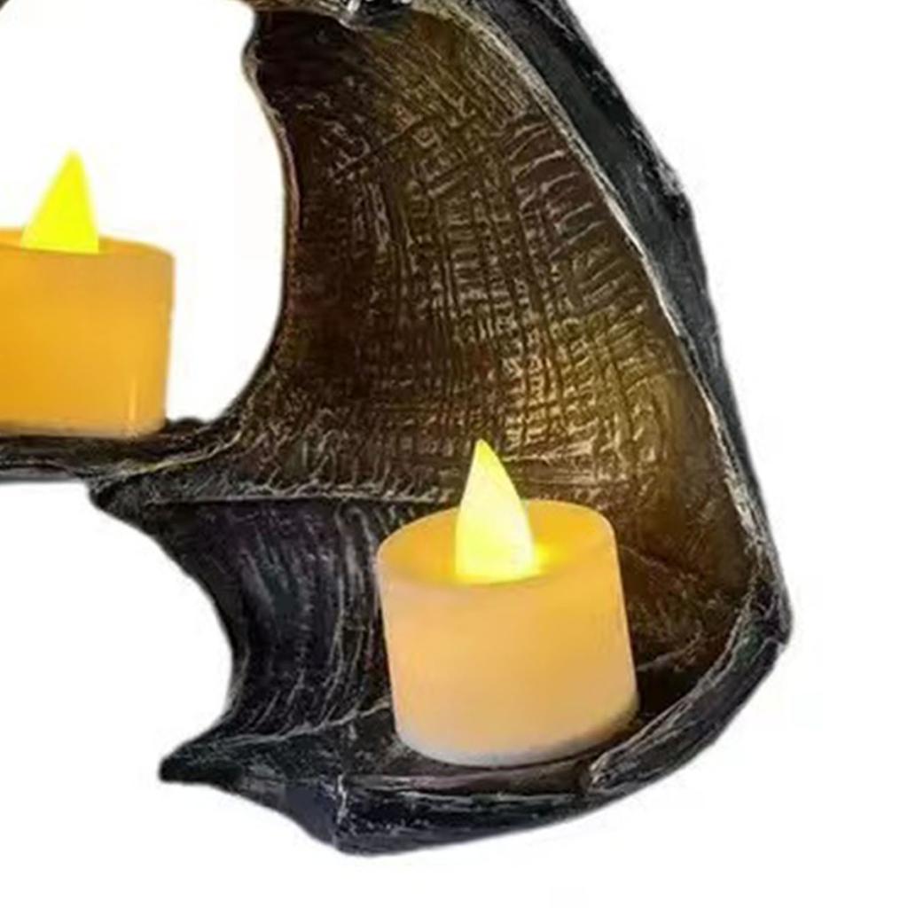 Bat Wall Sconce Candle Holder Wear Resist Resin Wall Hanging Sculpture Halloween Bat Candle Rack for Office Garden Yard Patio