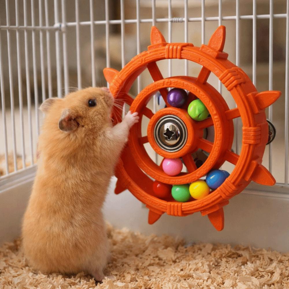 Rudder Shaped Interactive Spinning Wheel Colorful Beads Bird Cage Toy  Bird Cage Use