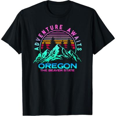 Oregon Retro Vintage Mountains & Outdoors Wilderness State T-Shirt