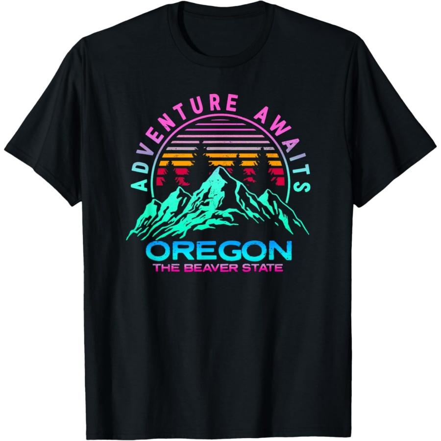 Oregon Retro Vintage Mountains & Outdoors Wilderness State T-Shirt XXXXXL чёрный