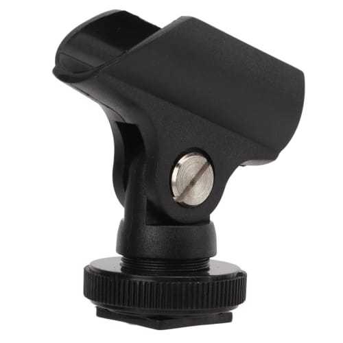 Universal Microphone Clip Holder, Plastic Microphone Clip Stand with Hot Shoe and 1/4" Screw Hole, 180 Rotation, for 0.8" Diameter Handheld Microphon