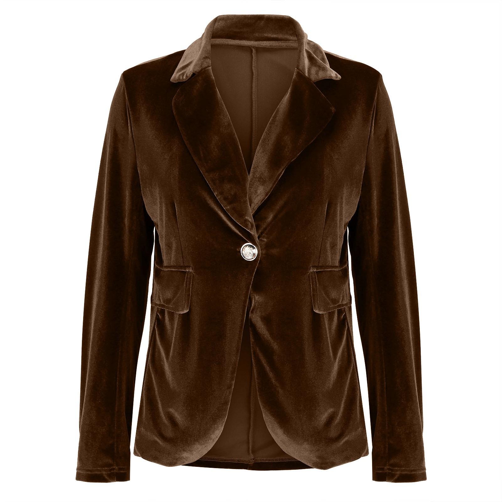 2025 European Women s Autumn/Winter Elegant Solid Color Single-Button Blazer 3XL