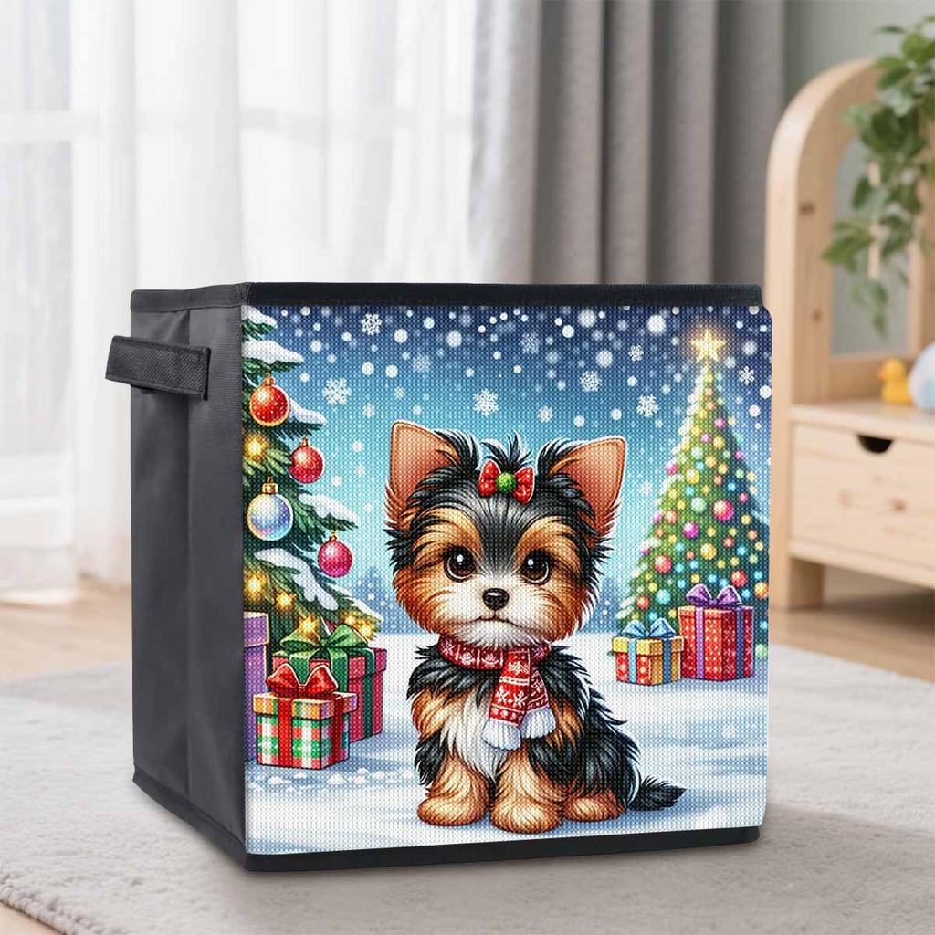 A Schnauzer In The Snow 5D Diamond Painting Storage Basket Full Round Drill Mosaic Diamond Embroidery Cross Stitch Kits Home Decor Home Decor