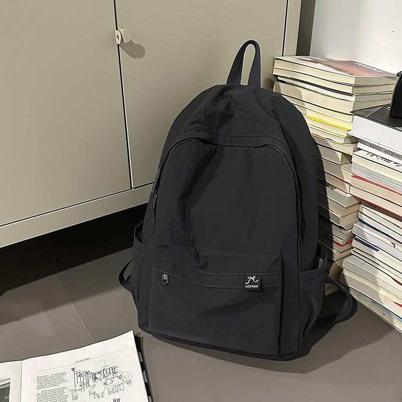 Solid Color Student Schoolbag Women's Large Capacity Backpack Men's Travel Backpack