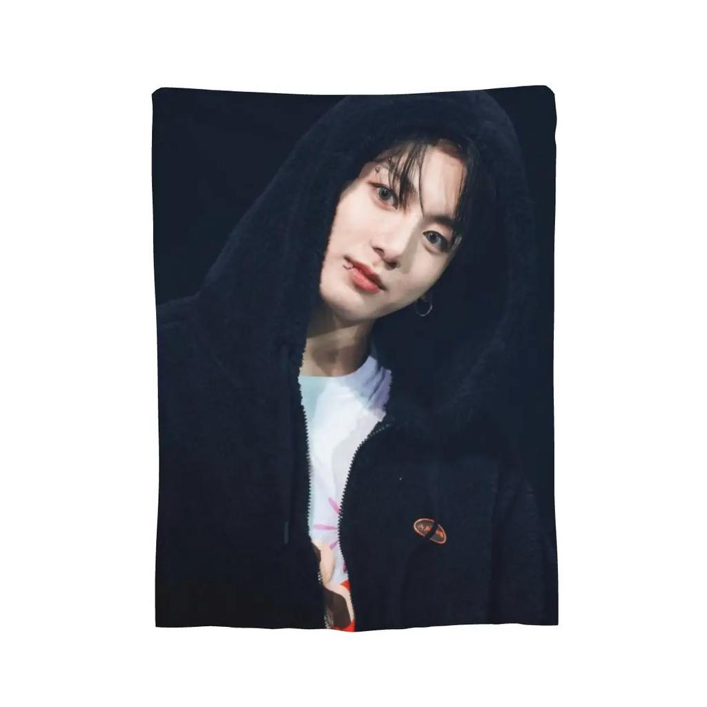 Jungkook Blankets Soft Warm Flannel Throw Blanket Plush for Bed Living Room Picnic Travel Home Sofa