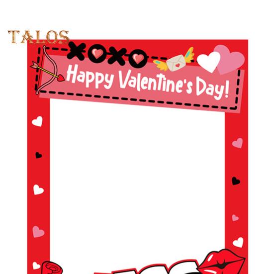 Ramă foto de Ziua Îndrăgostiților, ramă selfie pentru cabină foto de petrecere cu inimioare, sărutări, trandafiri, recuzită pentru ziua de naștere și aniversare