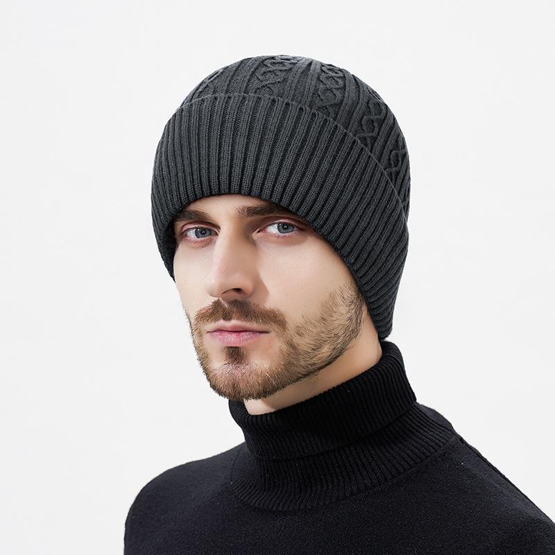 Winter Dick Warm Nacken Zweiteilige Strickmütze Herren Winddicht Kältefest Skimütze Wollmütze