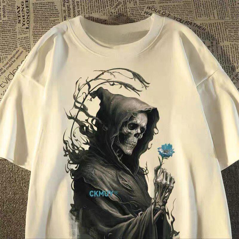 Gothic Reaper Hip Hop Y2k Art Retro Style Casual T-Shirt Men's and Women's Luxury Brand