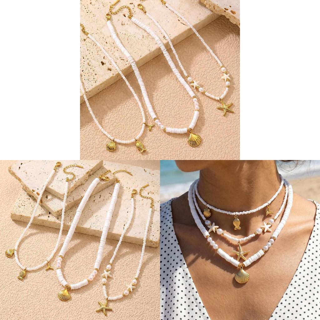 Geometric Starfish Pendant Necklace For Women With Zinc Alloy Chain Summer Fashion