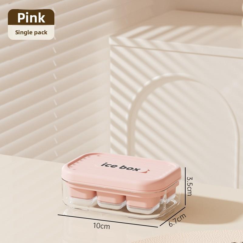 

Food-grade Large-capacity Covered Ice Cube Mould for Home Use Mini 6-compartment рожевий
