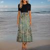 Women's Fashionable Casual Belt Short Sleeved Round Neck Print Elegant Temperament Dress