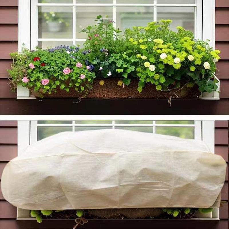 1pc Winter Plant Protection Cover Square Flower Bed & Vegetable Freeze Guard with Elastic Hem, Durable PP Material for Garden