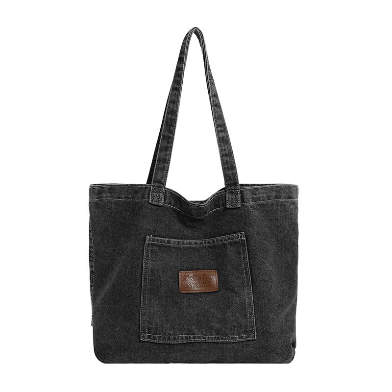 

Denim Shoulder Bag Women s Large Capacity Tote Bag чёрный