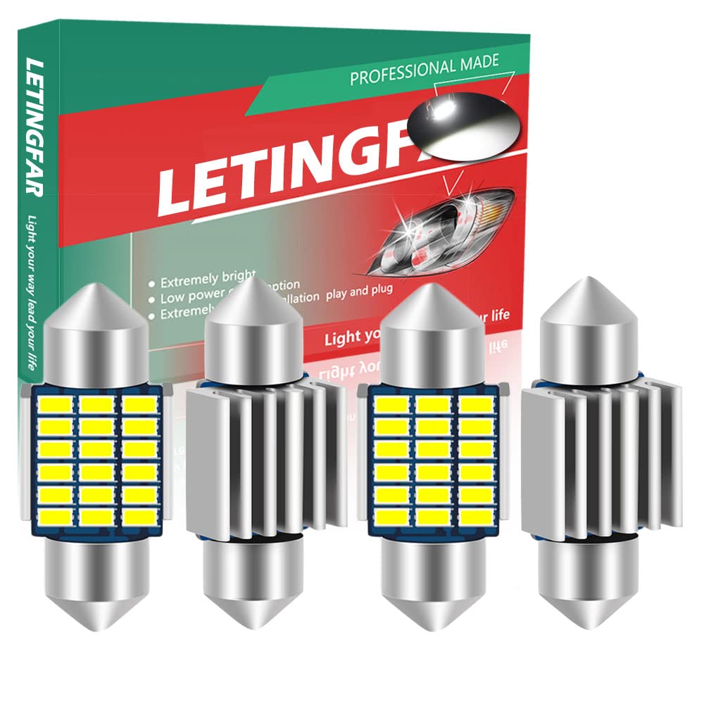 

Светодиодная лампа салона T10 31 мм, Белая, T10 x 31 мм LED, Встроенный канселлер, 3014 белый