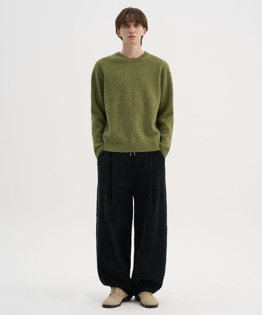TRIP LE SENS [100% Wool] Pure Light Round Knit_Moss Green