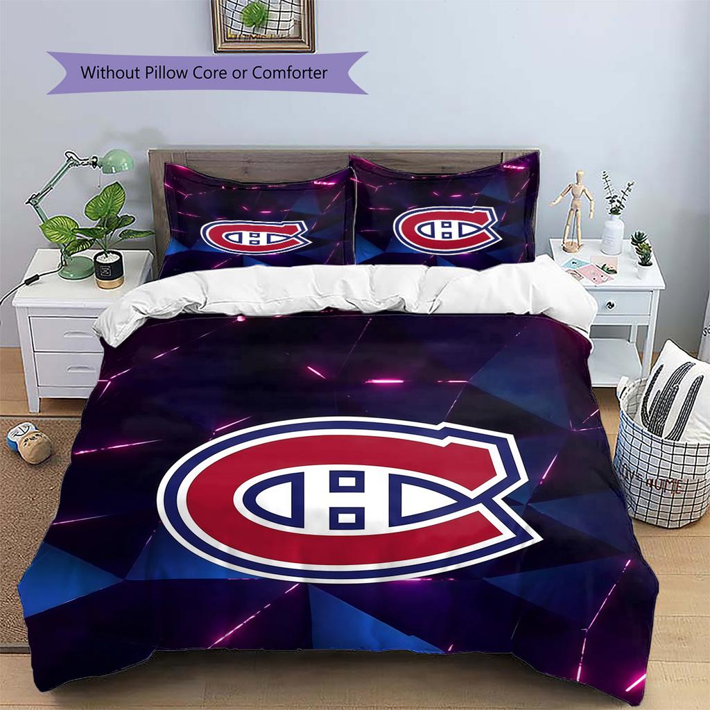 Montreal Canadiens3 Pattern Bedding Quilt Set  Home Decoration  Gift (1 * Duvet Cover + 2 * Pillowcase  Without Core)