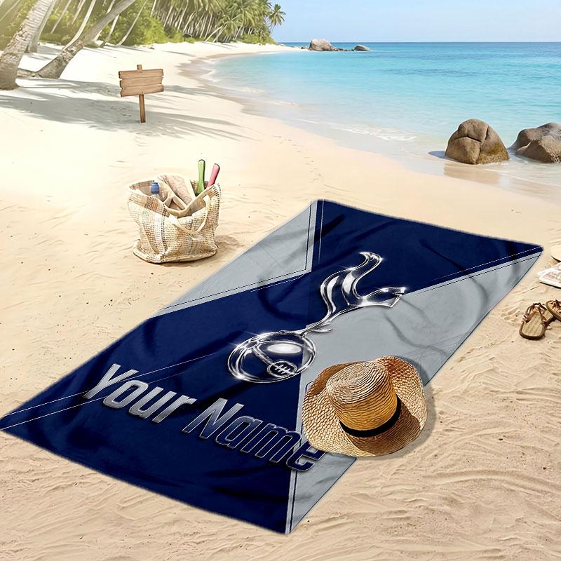 Tottenham Hotspur FC Personalized Printed Beach Towel Soccer Logo Support Custom Name Text Absorbent Towel For Sport Travel Special Gift