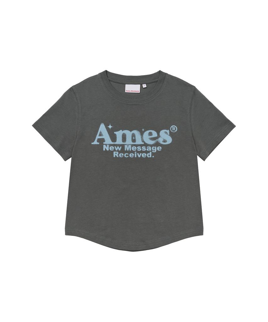 AMES-WORLDWIDE Round Hem Crop Tee Light Charcoal