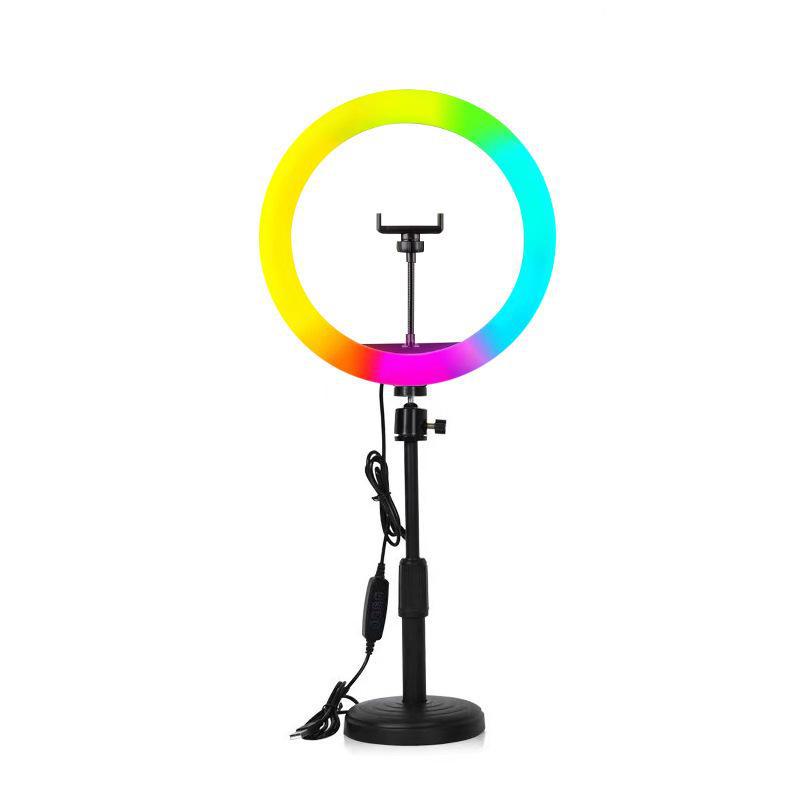 Nastaviteľné RGB kruhové svetlo s držiakom na mobilný telefón