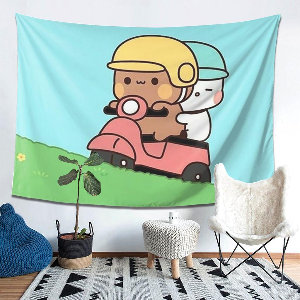 Peach And Goma Bubu Dudu Balloon Tapestry Wall Hanging Aesthetic Home Decoration Tapestries for Living Room Bedroom