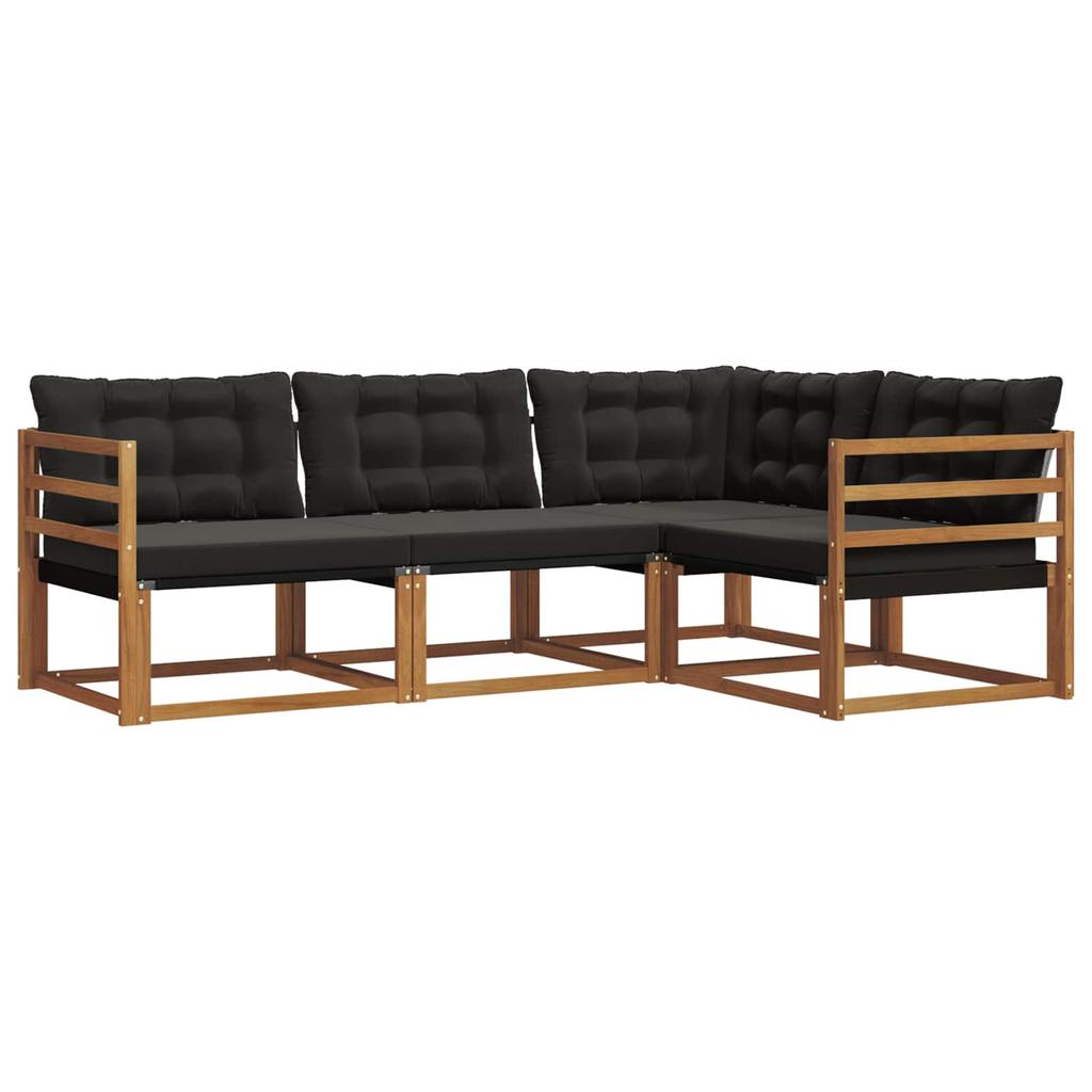 Outdoor Sofa Set with Cushions 4 pcs Natural and Black