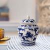 Ceramic Ginger Jar Ornaments with Lid Mandarin Vase Porcelain Jars for Home Decor Table Decoration Office Desktop Countertop