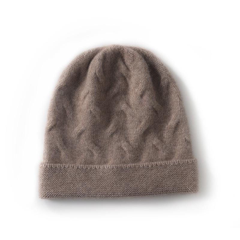Cashmere Hat Autumn and Winter New Style Women's Fashion Casual Ear Protection Pile Hat Beanie Solid Color Knitted Hat