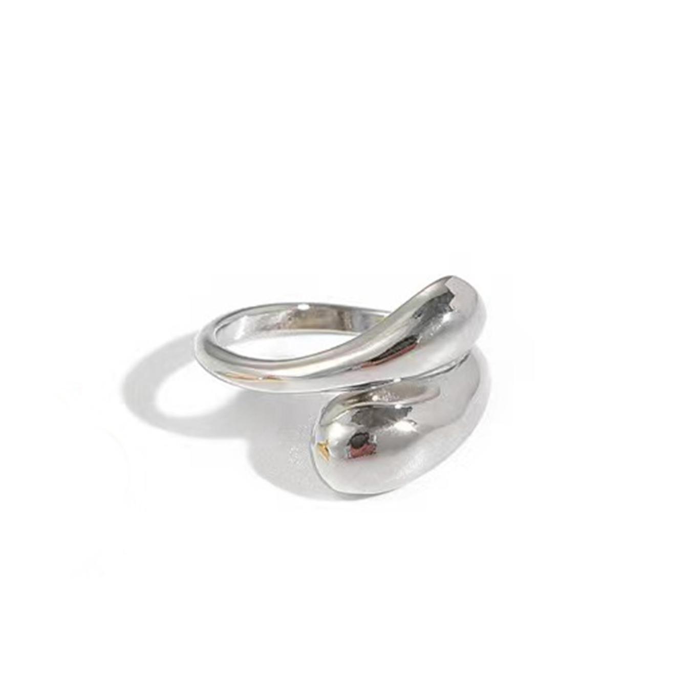 

A Single Women s Ring, a Simple Waterdrop-Shaped Open Ring, Suitable for Everyday Wear and Vacation Wear серебряный