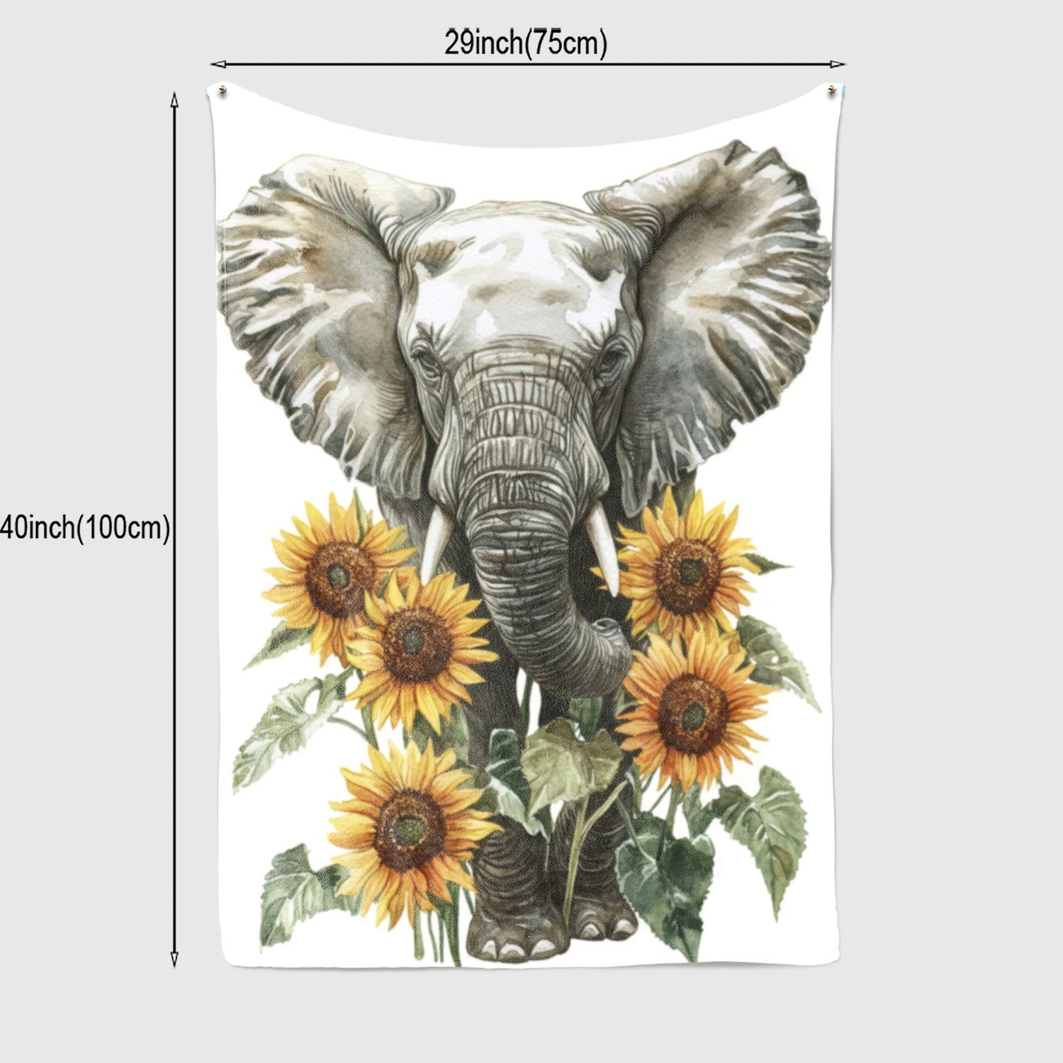 

1pc Elephant & Sunflower Print Flannel Throw Blanket - Soft, Cozy, Tear-Resistant, All-Season Decor for Couch, Bed, Office, or C 130x150cm