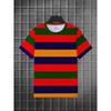 Unisex Striped Short Sleeve T-Shirt, Classic Black White Blue Casual Street Sports Top