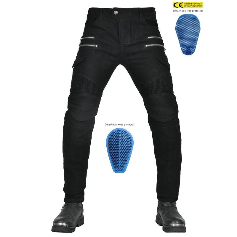 Mens Motorcycle Riding Jeans With Kevlar Reinforcement 4-Zip Design Silicone Padding Crash Protection