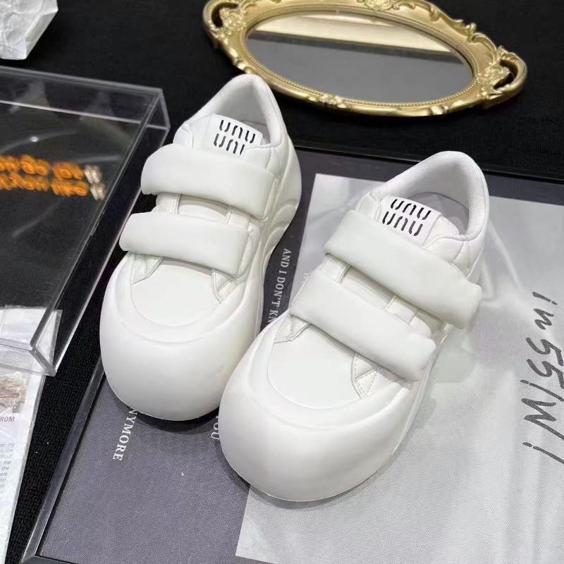 Ultra-light sole versatile Velcro little white shoes women's new muffin thick baseplate shoes big head ugly cute bread shoes