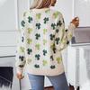 Vintage Print Loose Knitwear Cardigan Long Sleeve O Neck Sweater Autumn Winter Top