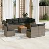 Vidaxl 9-Cz. Garden Furniture Set With Cushions, Grey, Poly Rattan