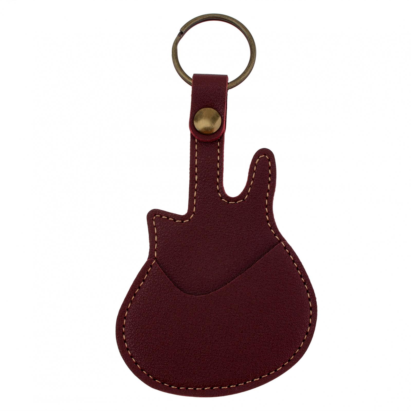 

Держатель медиаторов из искусственной кожи в форме гитары с кольцом для ключей, футляр для гитарного плектра