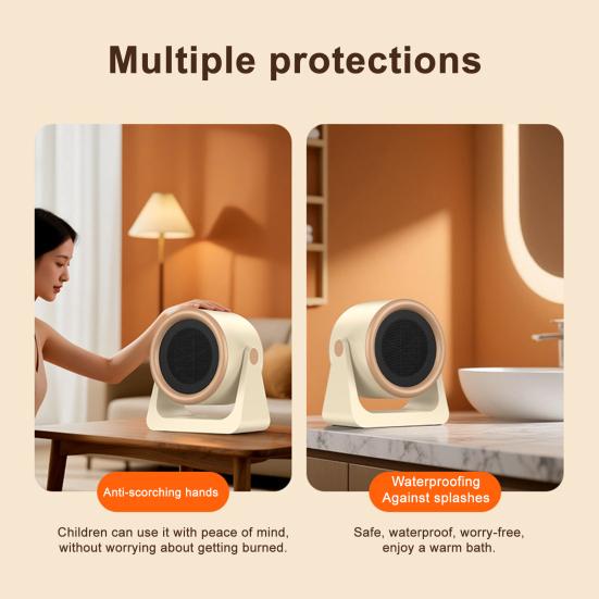Portable Desktop Heater Small Fan Heater Bedside Space Heater for Office Bedroom Tip-Over & Overheat Protection
