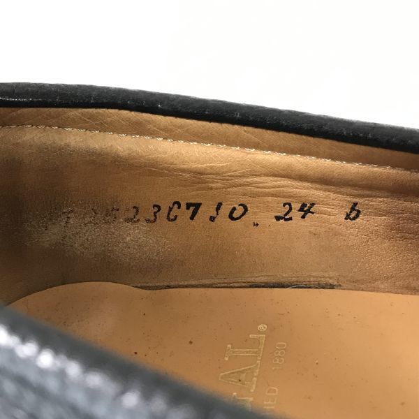 REGAL Pebble Leather Tassel Loafers 24.0 Black Vibram Sole(USED)