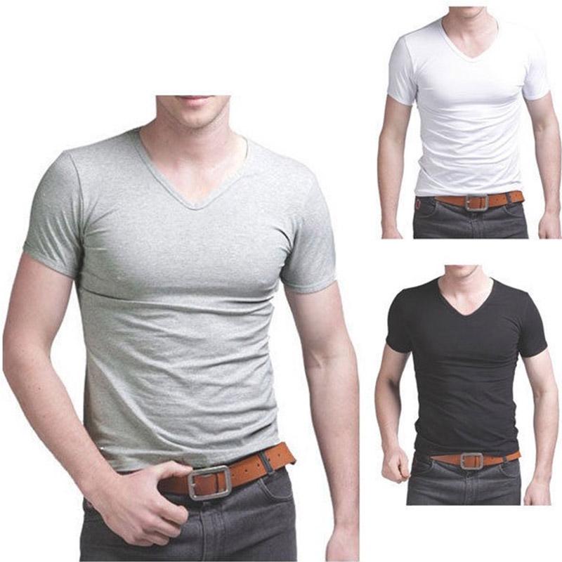 

Мужская футболка Топы Tees V Шея Короткий рукав Slim Fit Футболка Мужчины Повседневная летняя футболка Camisetas