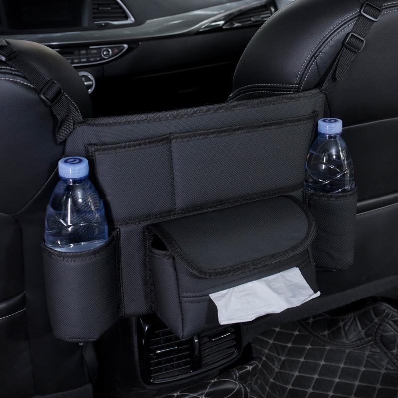 Large Capacity Handbag Car Seat Middle Hanger Storage Bag Leather Holder Between Seats Tissue Stowing Tidying Water Cup Pockets